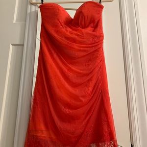 Coral Bebe Strapless Dress
